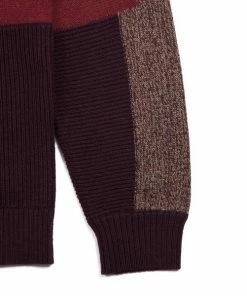 Folk Panel Texture Crew Burgundy Red Mix