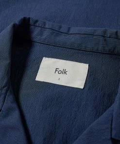 Folk Indigo Texture Ss Soft Collar Shirt
