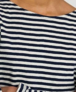 Folk Boat Neck T-Shirt In Navy & Ecru