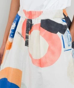 Folk Multi Dot Skirt In Ecru Multi