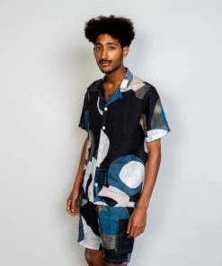 Folk Soft Collar Woad Multi Dot Shirt