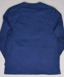 Folk Collarless Pop Stud Shirt Double Indigo Last Piece 7 Folk Collarless Pop Stud Shirt Double Indigo Last Piece