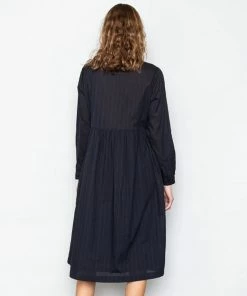 Folk Loom Dress In Black Navy