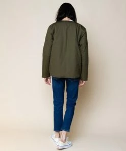 Folk Reversible Liner Dark Olive Ecru