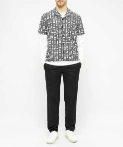 Folk Ss Soft Collar Shirt Tile White Print 100 Portuguese Cotton