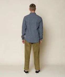 Folk Navy Relaxed Fit Mini Check Shirt Made In Portugal