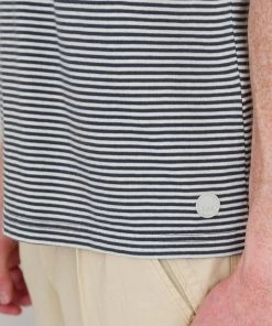 Folk 1x1 Stripe T-Shirt In Charcoal & Ecru