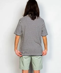 Folk Classic Stripe T-shirt In Soft Black & Ecru