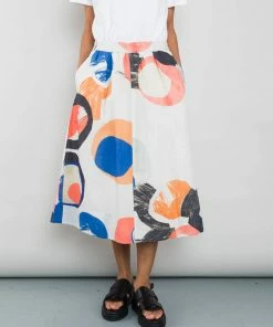 Folk Multi Dot Skirt In Ecru Multi