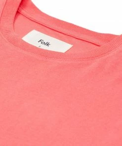 Folk Contrast Sleeve T-Shirt in Tropical Pink