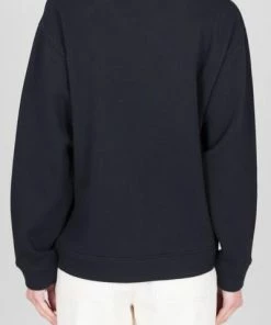 Folk Scrap Sweat Black Ecru Stitching Lasp Piece