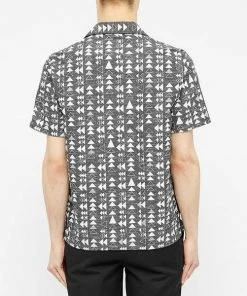 Folk Ss Soft Collar Shirt Tile White Print 100 Portuguese Cotton