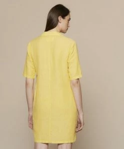 Folk Soft Collar Dress Light Gold