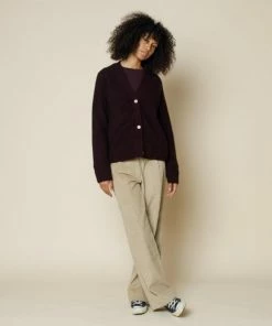 Folk Aubergine Melange Loom Cardigan