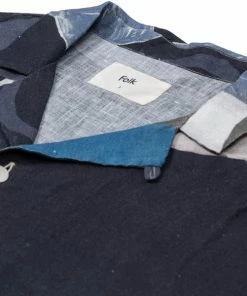 Folk SS Soft Collar Linen Shirt Woad Multi Dot