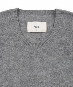 Folk Patrice Crew Knit In Grey Melange