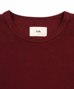 Folk Burgundy Textured Tee Long Sleeve