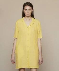 Folk Soft Collar Dress Light Gold