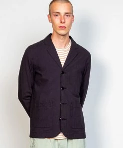 Folk Patch Jacket In Soft Black Crinkle
