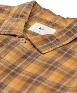 Folk Patch Shirt - Orange Checked Cord