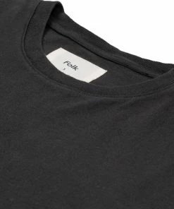 Folk Contrast Sleeve T-Shrit - Soft Black